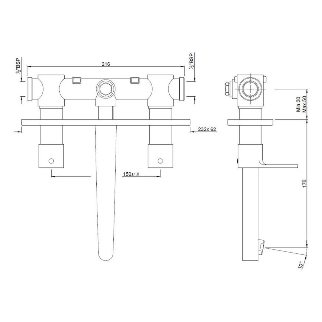 Jaquar Wall Mounted Basin Mixer Vignette Prime VGP-GRF-81433 - Graphite