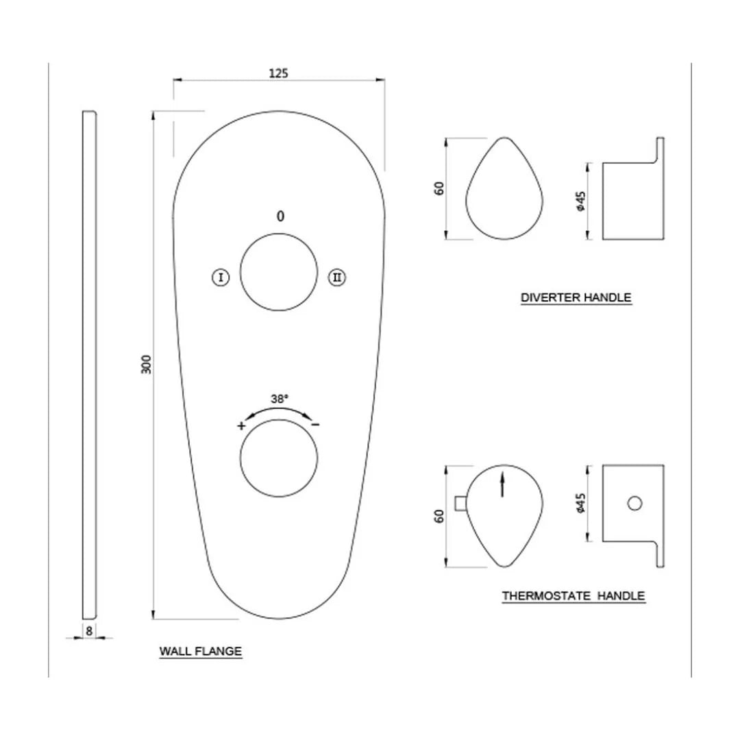 Jaquar 2 Way Thermostatic Diverter Vignette Prime VGP-GRF-81681 Normal Flow - Graphite Finish