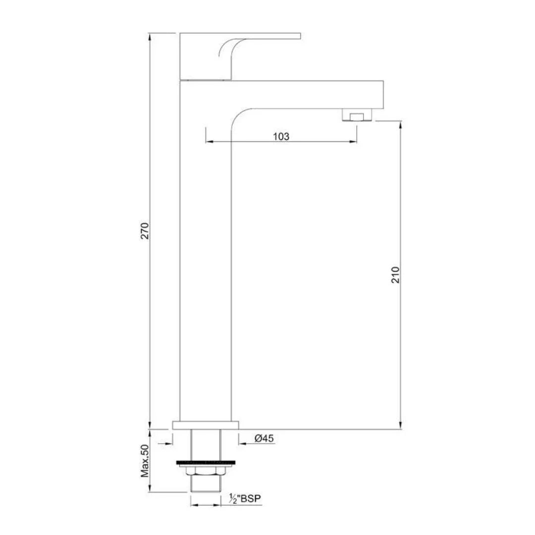 Jaquar Table Mounted Tall Boy Basin Tap Vignette Prime VGP-SSF-81021N - Stainless Steel