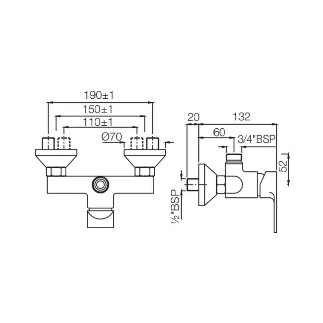 Jaquar 1 Way Wall Mixer Vignette Prime VGP-SSF-81147 Normal Flow - Stainless Steel Finish